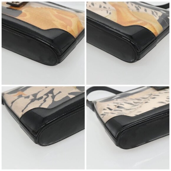 Salvatore Ferragamo Gancini Shoulder Bag Vinyl Black Beige Silver Auth 134739 - Picture 16 of 16